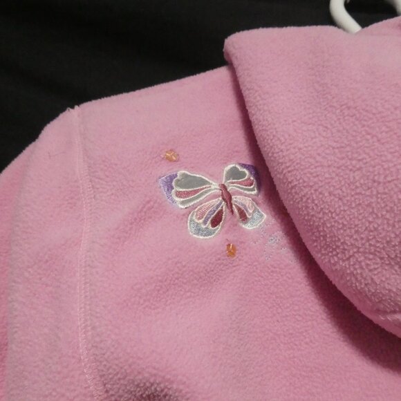 ADORABLE JR TOO | size 6 girls, kids | Pink Fleece Hooded Pea Coat | Butterflies - Picture 13 of 16